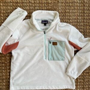 Patagonia women’s' Fleece Pullover in White and Mint
